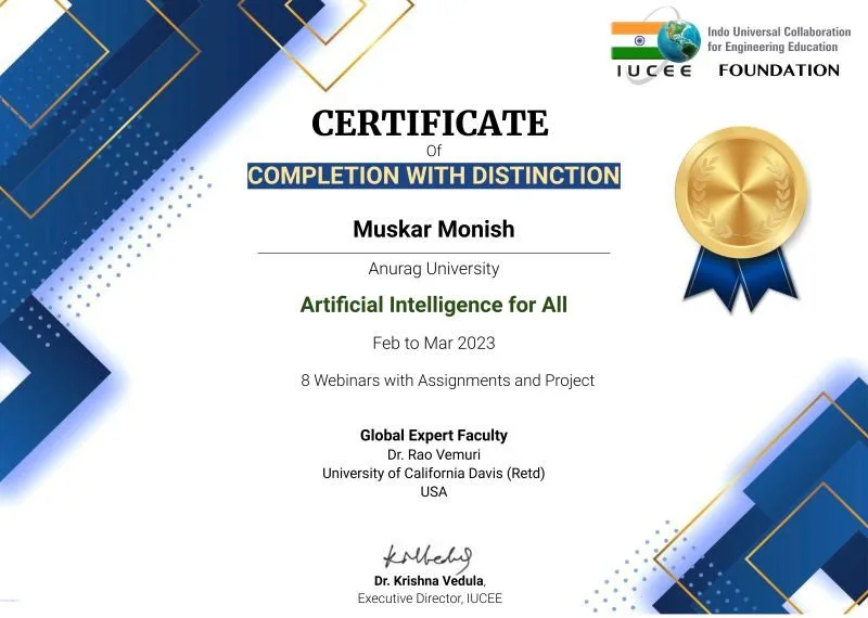 Artificial Intelligence for All, completion with distinction